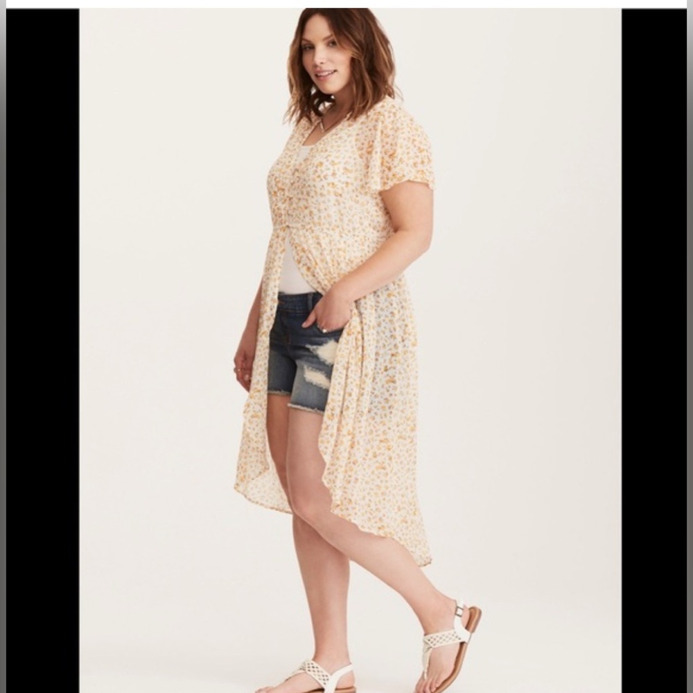 Torrid Cream Floral Maxi Dress/Duster